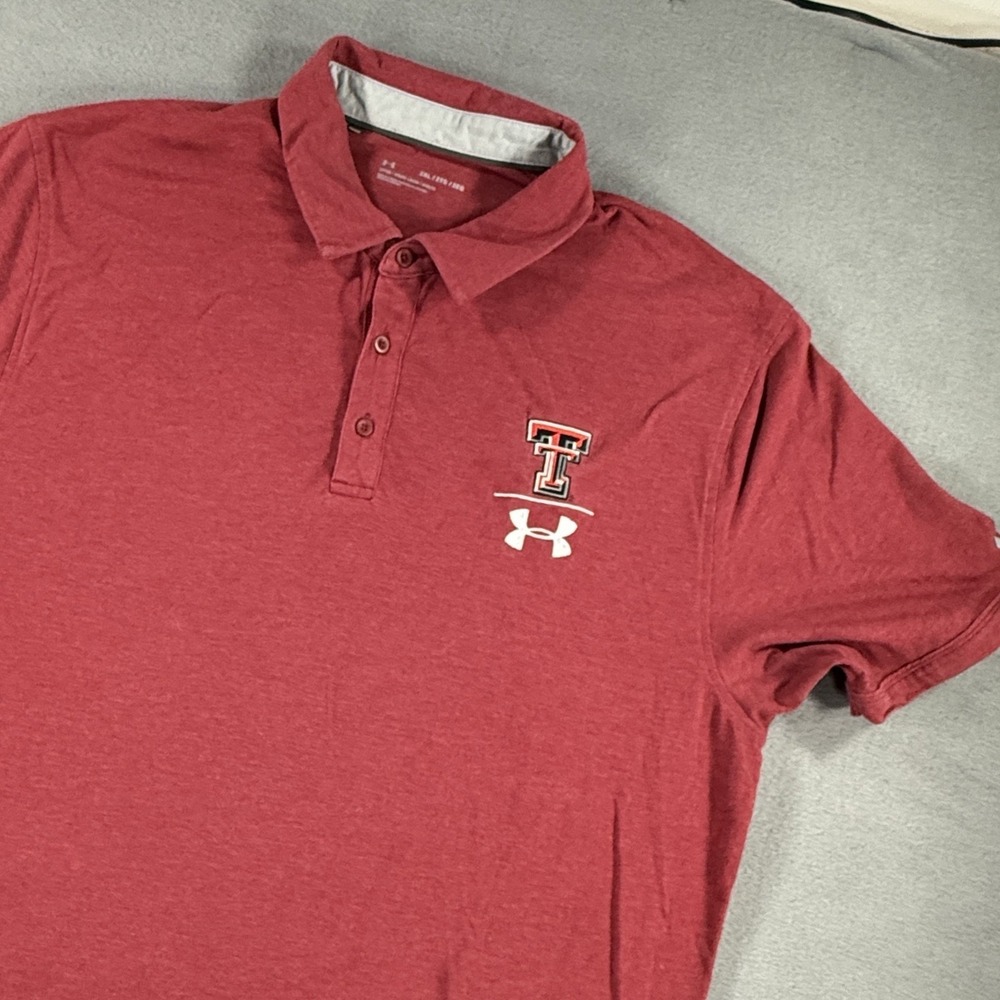 Under Armour Texas Tech Red Raiders Polo Shirt Mens 2XL Red Loose Golf